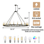 54-Zoll-Rundwagenrad-Kronleuchter mit 24 Leuchten
