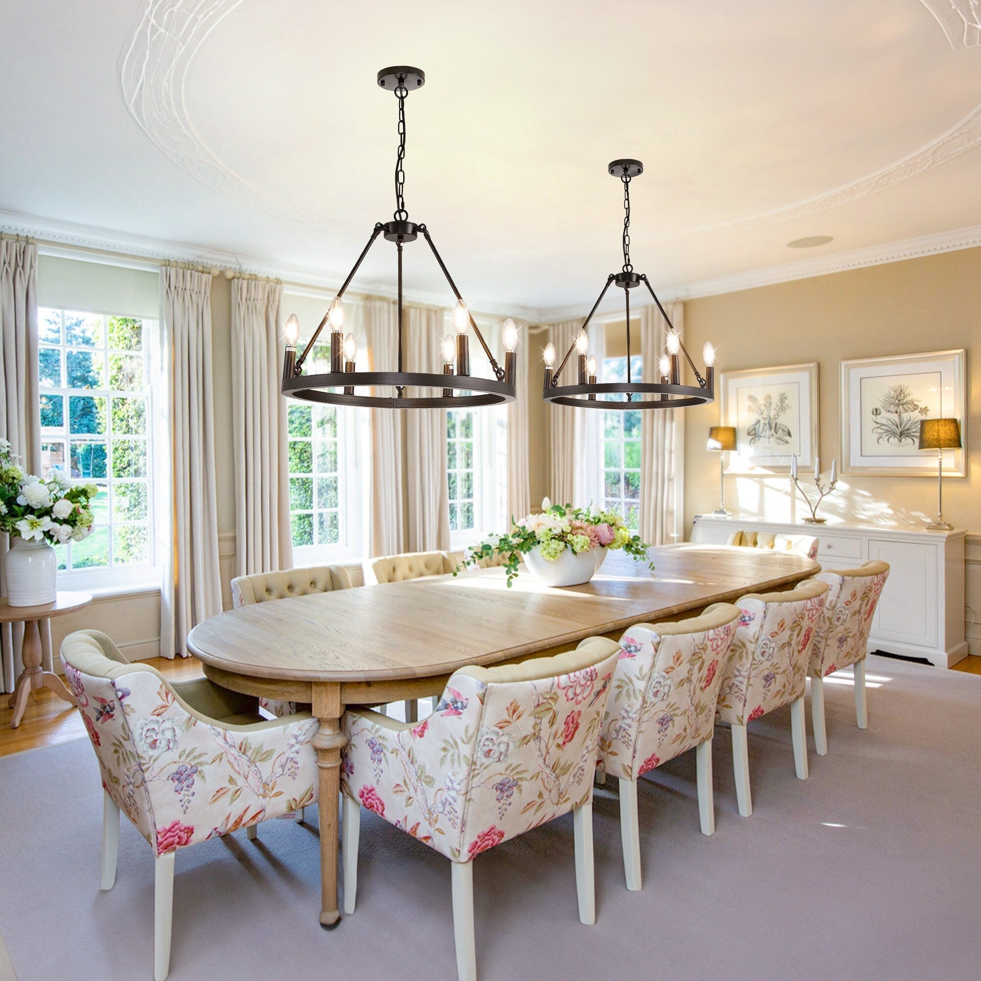 54-Zoll-Rundwagenrad-Kronleuchter mit 24 Leuchten