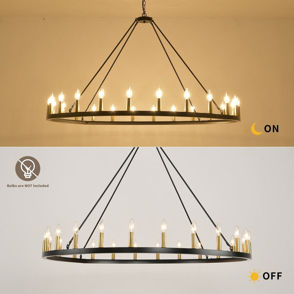 54-Zoll-Rundwagenrad-Kronleuchter mit 24 Leuchten