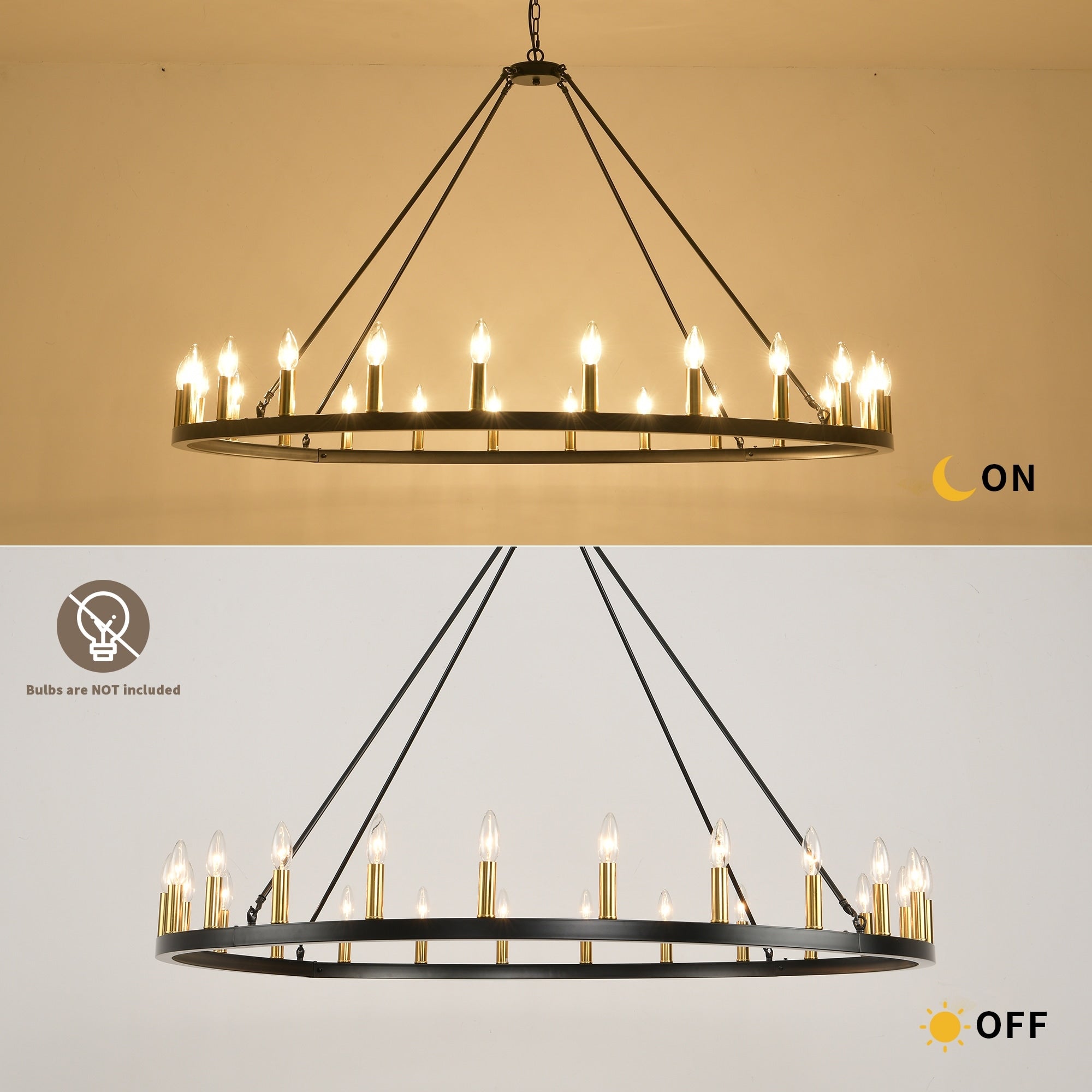 54-Zoll-Rundwagenrad-Kronleuchter mit 24 Leuchten