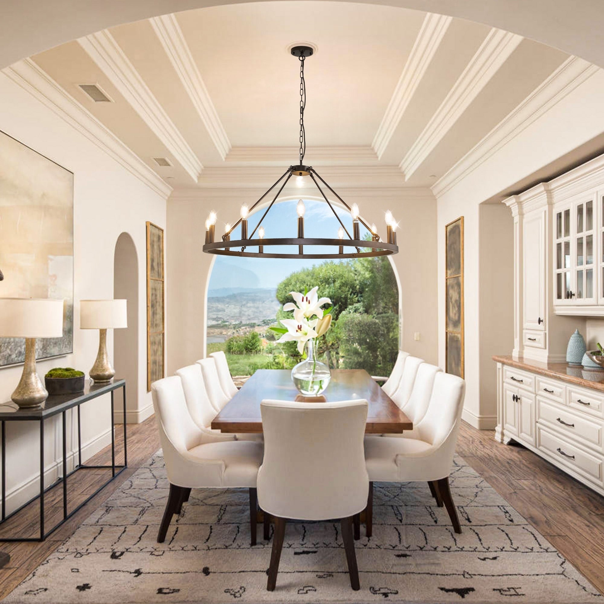 54-Zoll-Rundwagenrad-Kronleuchter mit 24 Leuchten