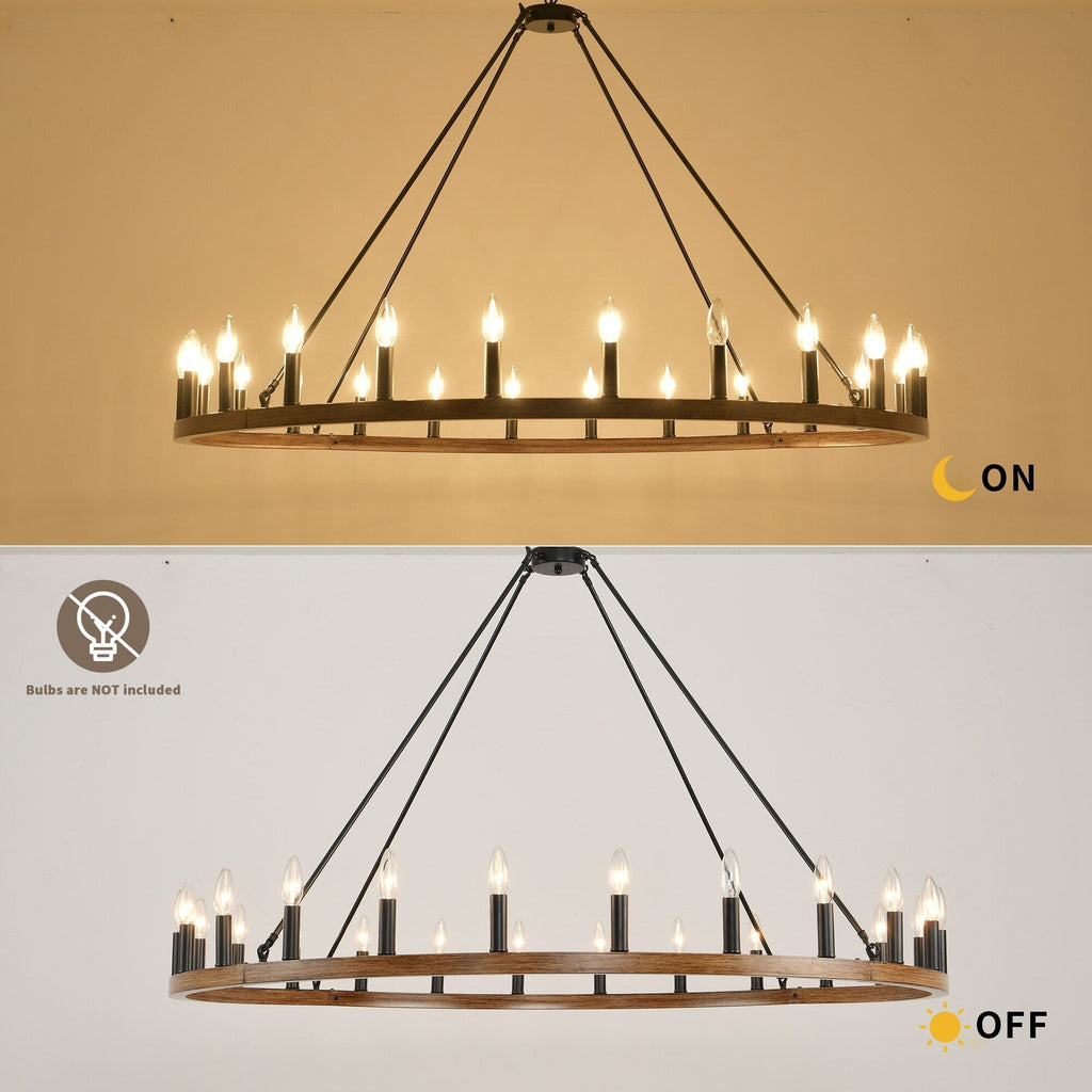 54-Zoll-Rundwagenrad-Kronleuchter mit 24 Leuchten