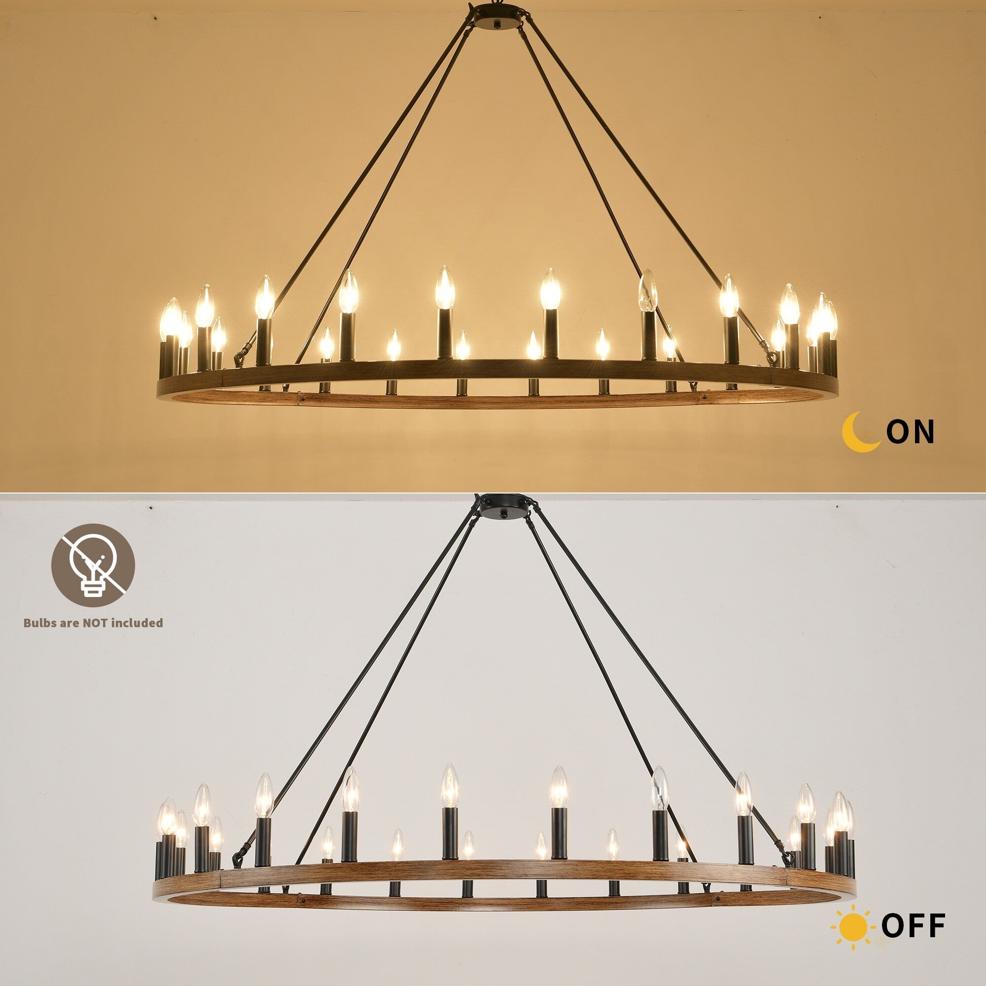 54-Zoll-Rundwagenrad-Kronleuchter mit 24 Leuchten