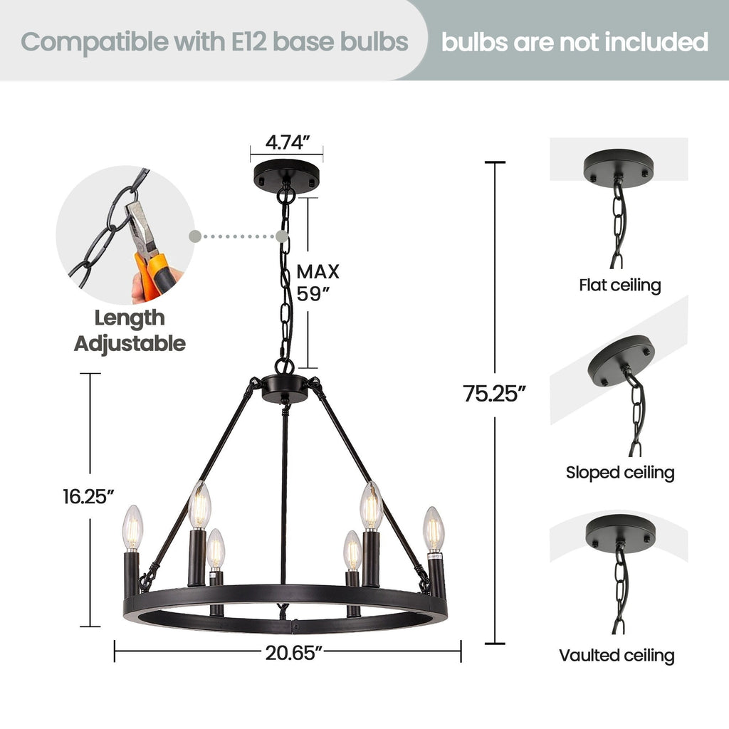54-Zoll-Rundwagenrad-Kronleuchter mit 24 Leuchten