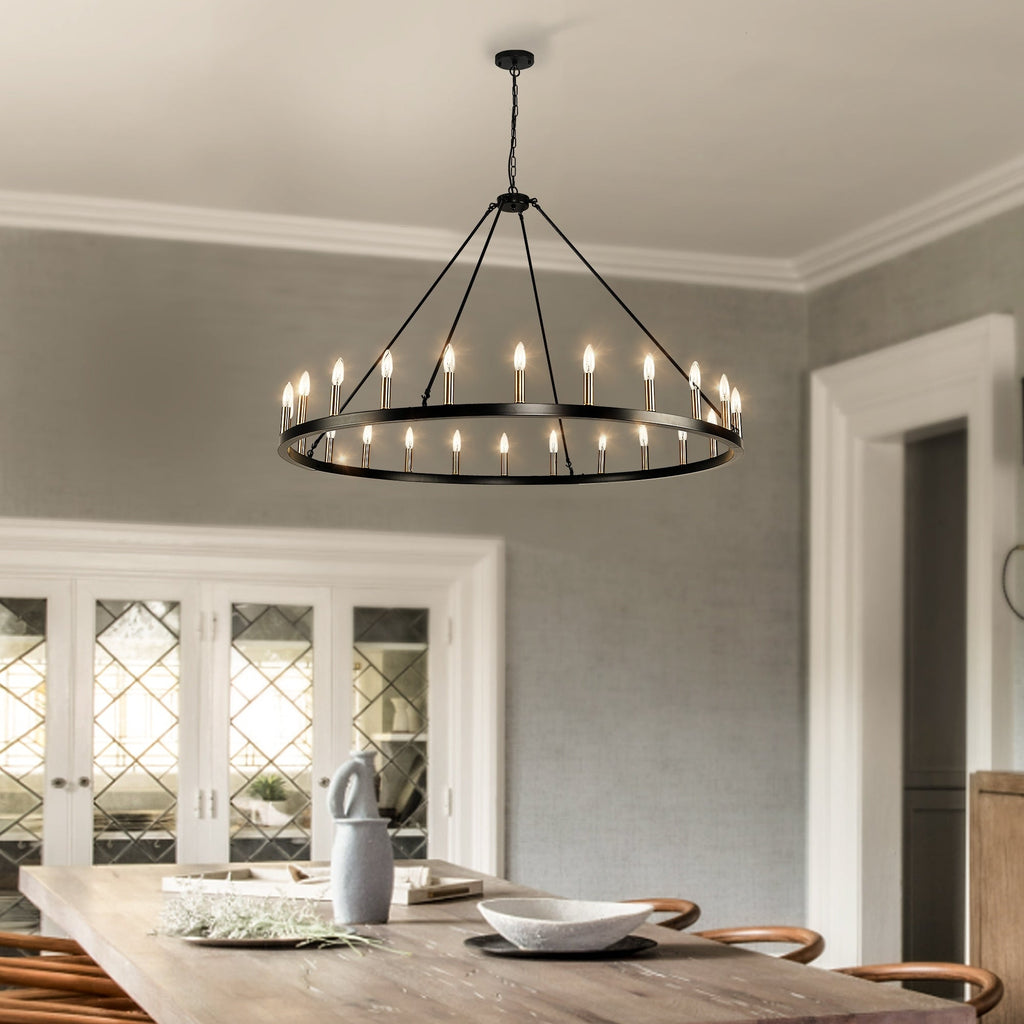 54-Zoll-Rundwagenrad-Kronleuchter mit 24 Leuchten