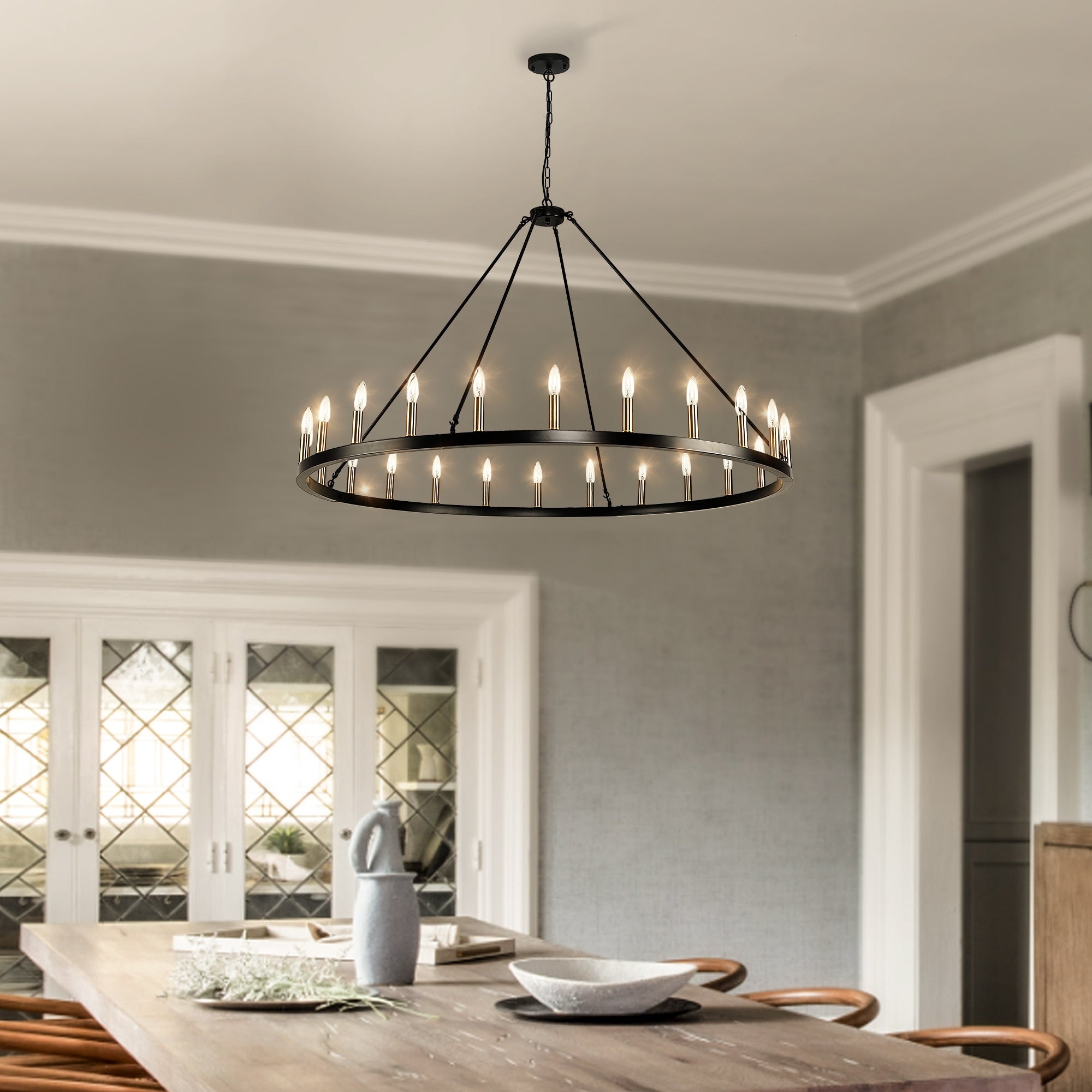 54-Zoll-Rundwagenrad-Kronleuchter mit 24 Leuchten