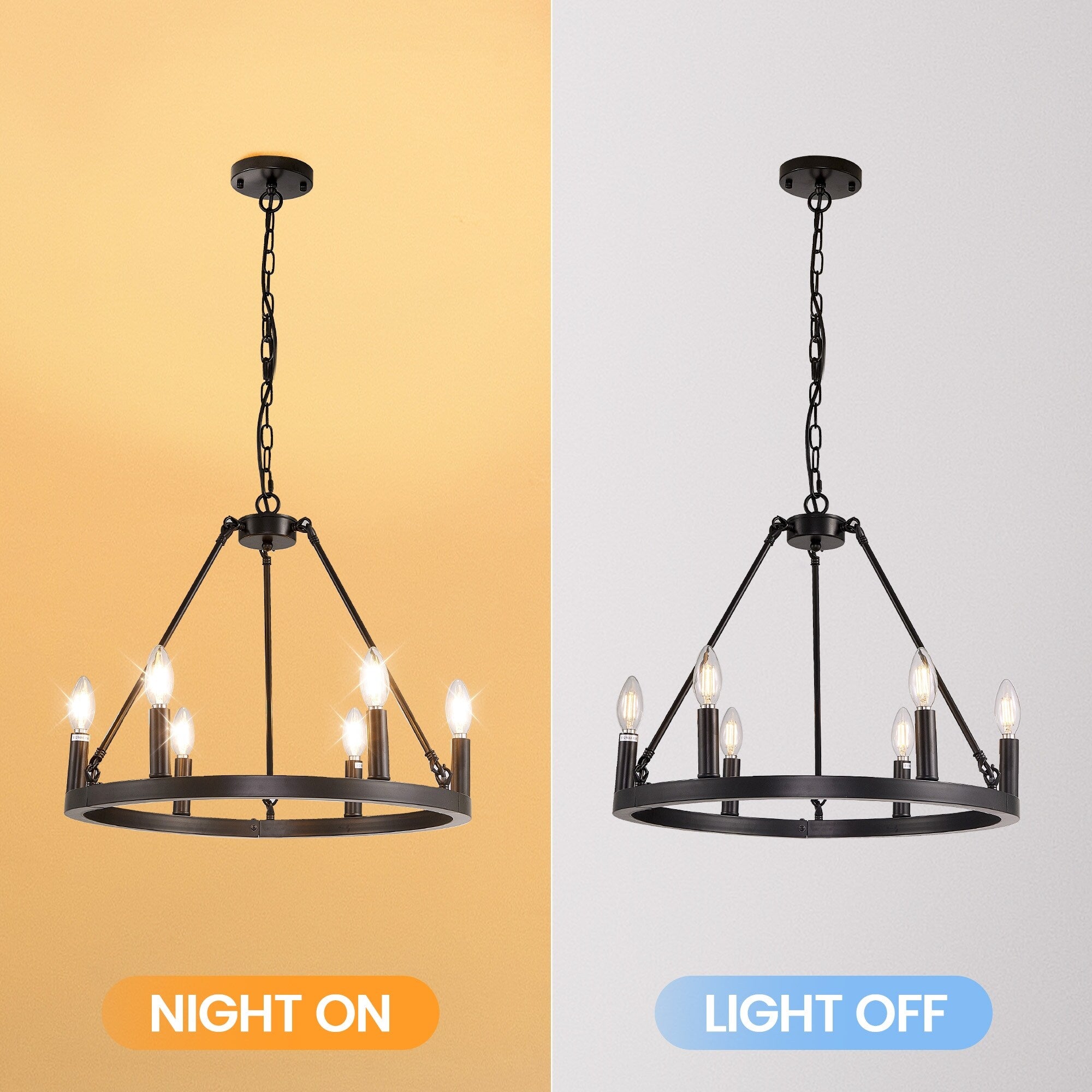 54-Zoll-Rundwagenrad-Kronleuchter mit 24 Leuchten