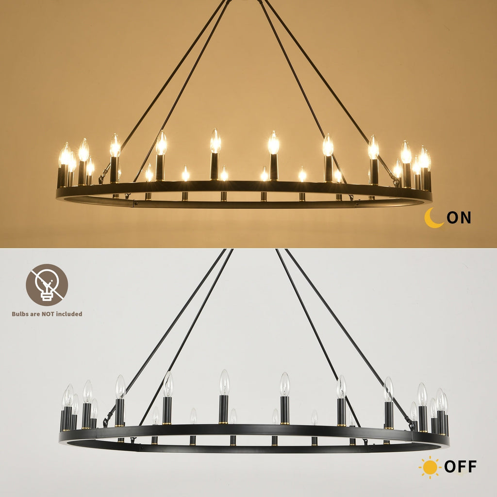 54-Zoll-Rundwagenrad-Kronleuchter mit 24 Leuchten