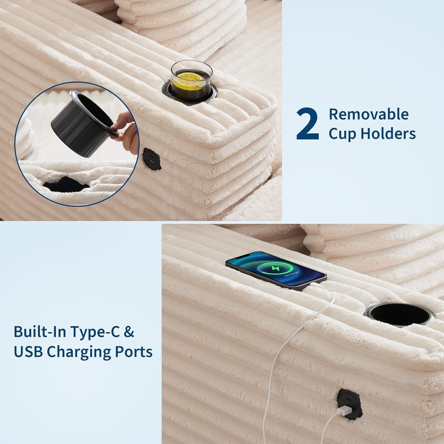 54'' gepolstertes Schlafsofa mit Kissen und Armlehnen, übergroßer Couchtischsessel für drinnen, bequemes Schlafsofa aus Cord