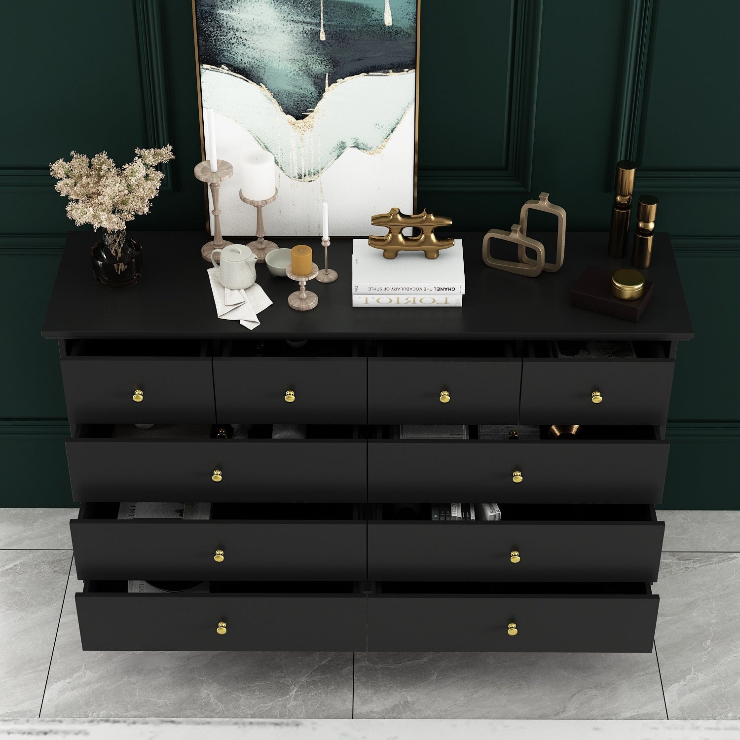 55,1 cm breite Doppel-Schlafzimmerkommode mit Schubladen