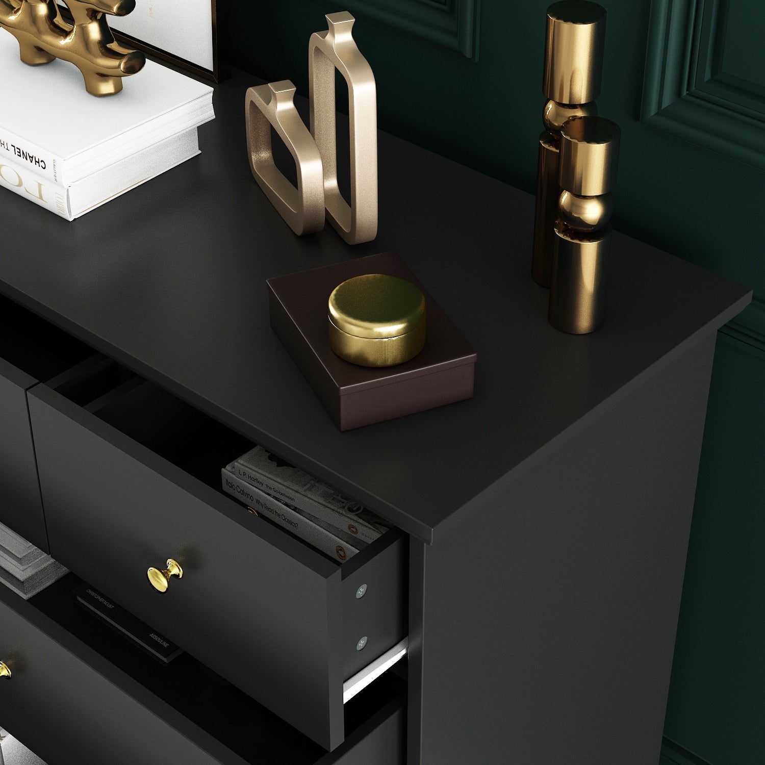 55,1 cm breite Doppel-Schlafzimmerkommode mit Schubladen