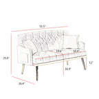55,5 cm breites Samtsofa (2-Sitzer) mit 2 Kissen, modernes Design und einfacher Montage