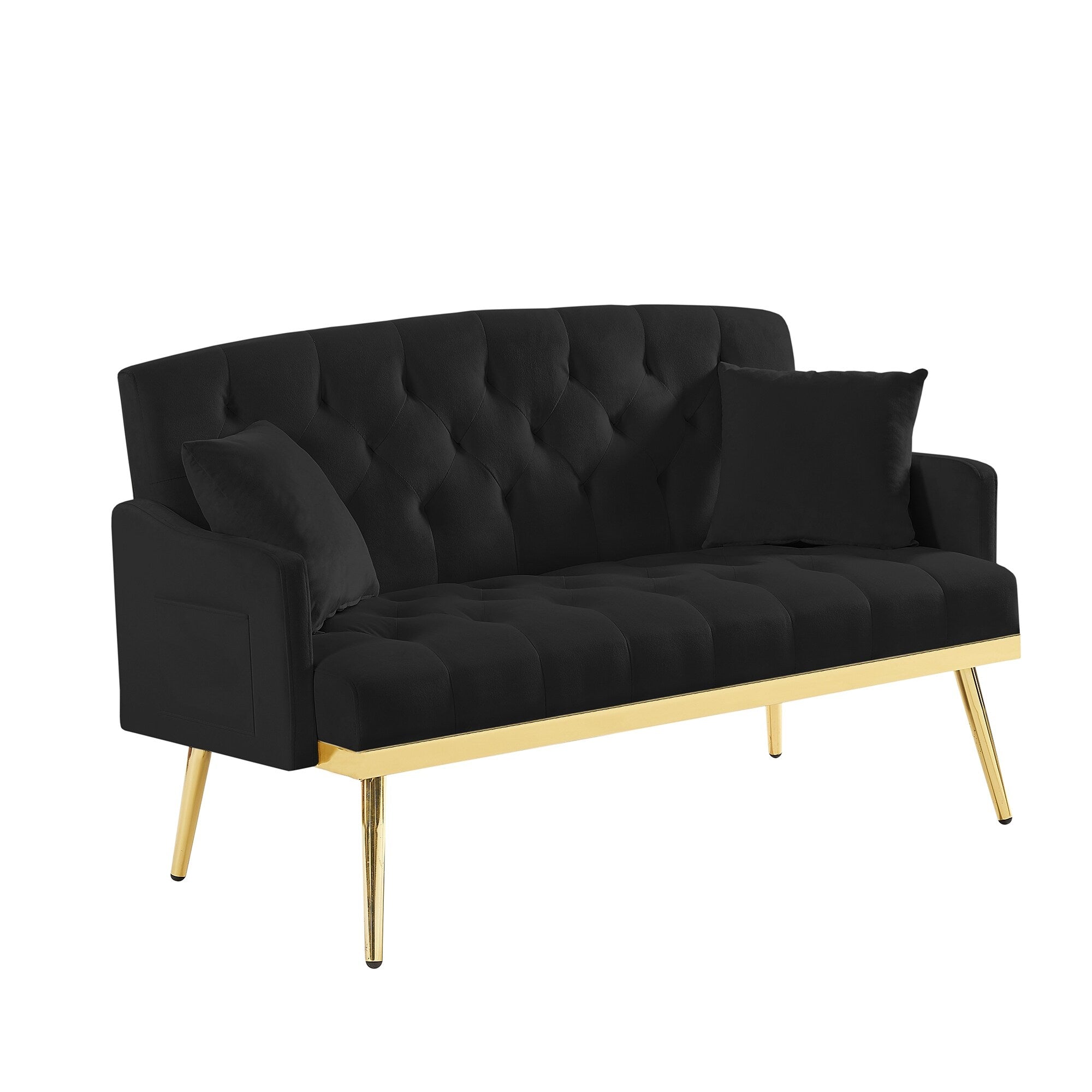 55,5 cm breites Samtsofa (2-Sitzer) mit 2 Kissen, modernes Design und einfacher Montage