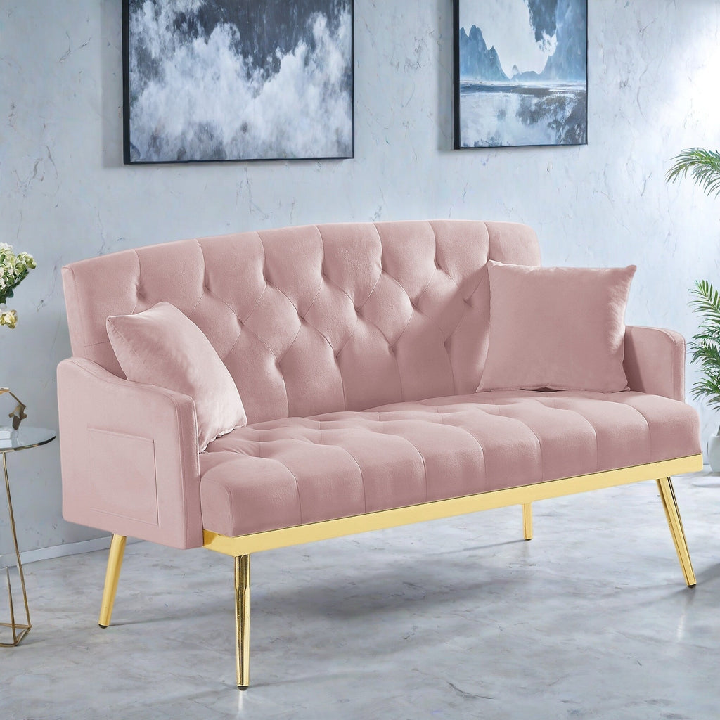 55,5 cm breites Samtsofa (2-Sitzer) mit 2 Kissen, modernes Design und einfacher Montage