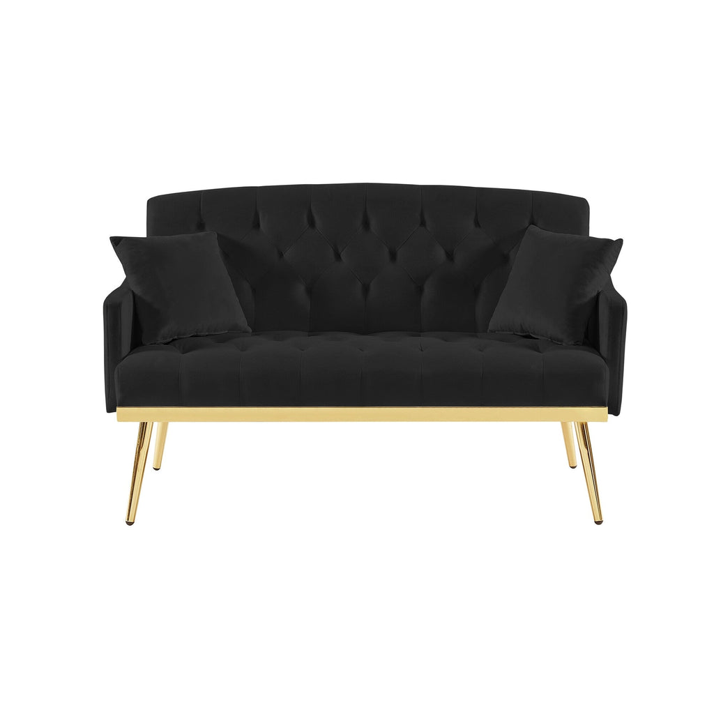 55,5 cm breites Samtsofa (2-Sitzer) mit 2 Kissen, modernes Design und einfacher Montage