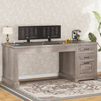 Landhaus-Schreibtisch für das Homeoffice, Aktenschublade, Monitorständer, Steckdose