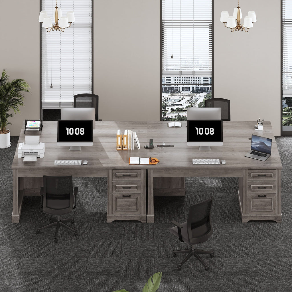 Landhaus-Schreibtisch für das Homeoffice, Aktenschublade, Monitorständer, Steckdose