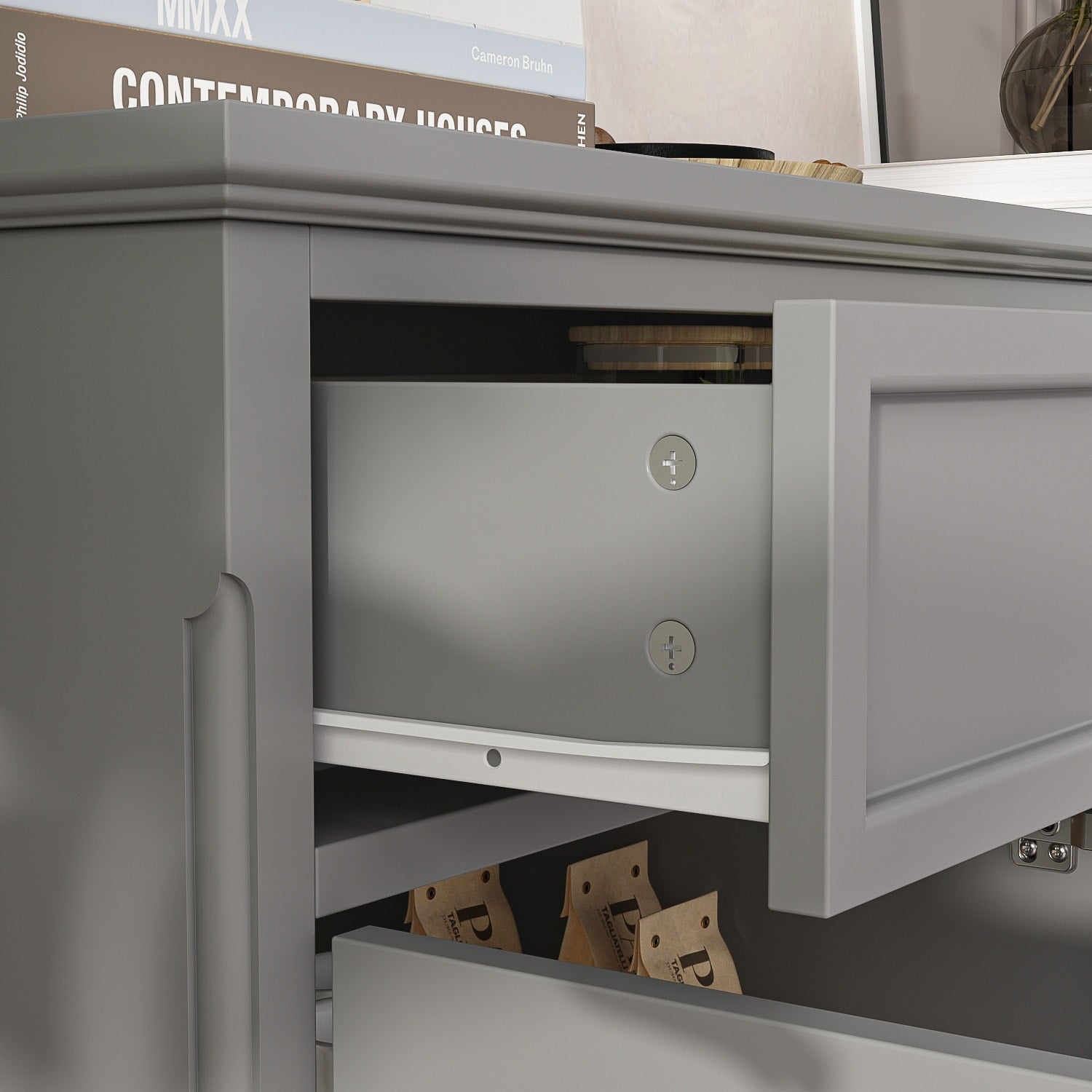 59,1'' Sideboard Buffet Weiß Mid-Century Modern Zeitgenössisch Lackiert