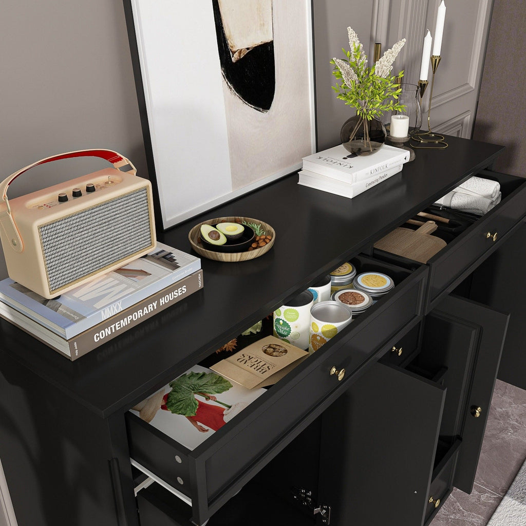 59,1'' Sideboard Buffet Weiß Mid-Century Modern Zeitgenössisch Lackiert