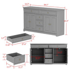 59,1'' Sideboard Buffet Weiß Mid-Century Modern Zeitgenössisch Lackiert