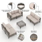 6-Personen-Gartensitzgruppe mit Kissen