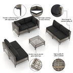 6-Personen-Gartensitzgruppe mit Kissen