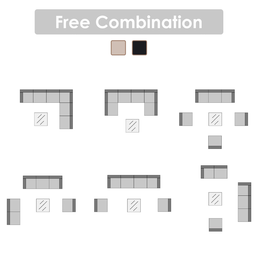 6-Personen-Gartensitzgruppe mit Kissen