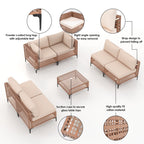 6-Personen-Gartensitzgruppe mit Kissen