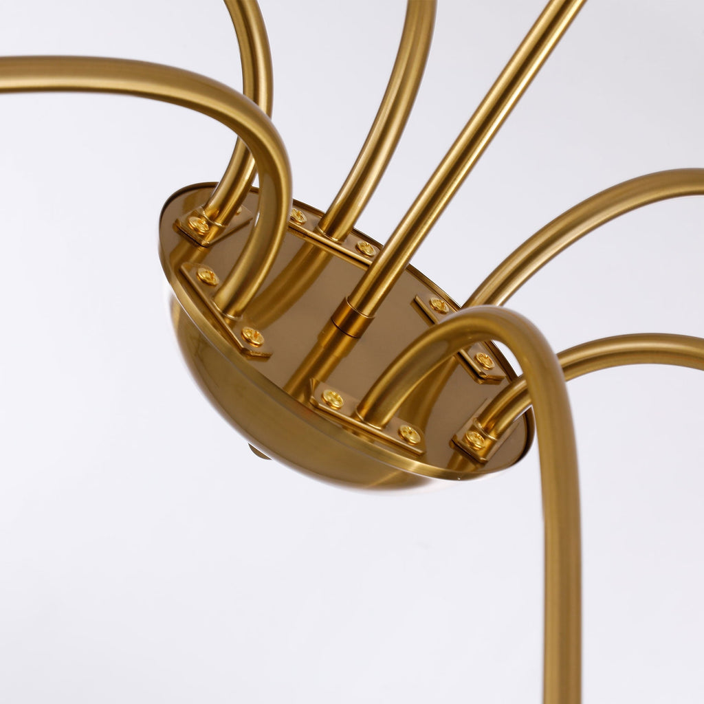 Minimalistischer Kronleuchter mit 6 Leuchten, 162,5 cm (64 Zoll), in Mattschwarz/Gold/Chrom – Nicht verfügbar