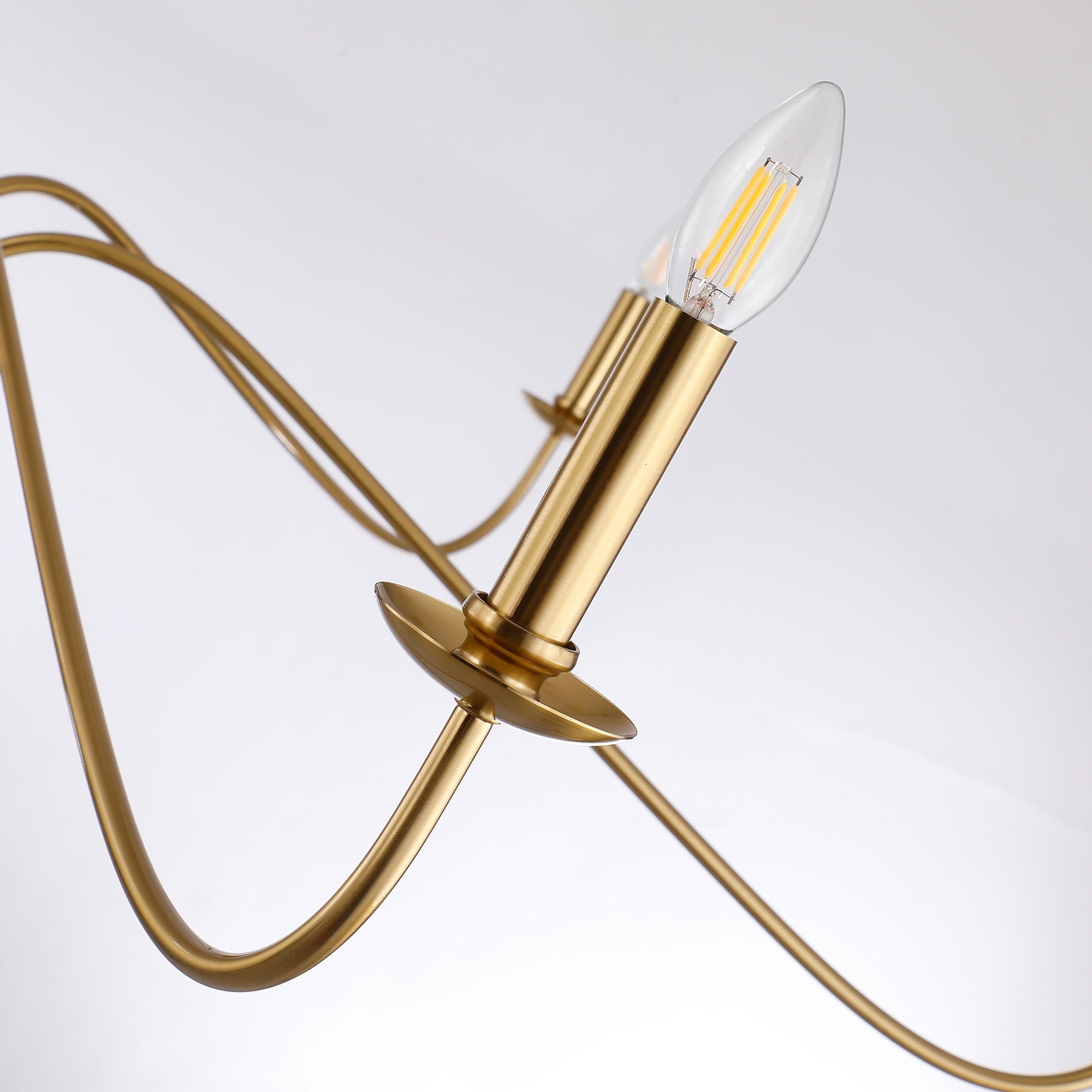 Minimalistischer Kronleuchter mit 6 Leuchten, 162,5 cm (64 Zoll), in Mattschwarz/Gold/Chrom – Nicht verfügbar