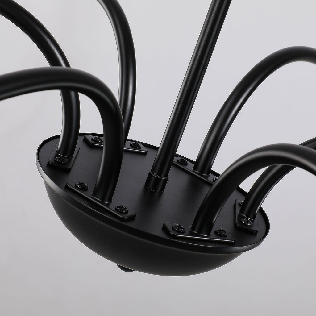 Minimalistischer Kronleuchter mit 6 Leuchten, 162,5 cm (64 Zoll), in Mattschwarz/Gold/Chrom – Nicht verfügbar