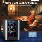 Weinkühlschrank für 6 Flaschen (8-19 °C), Mini-Getränkekühler für den Sommer, freistehend, mit Temperaturregelung