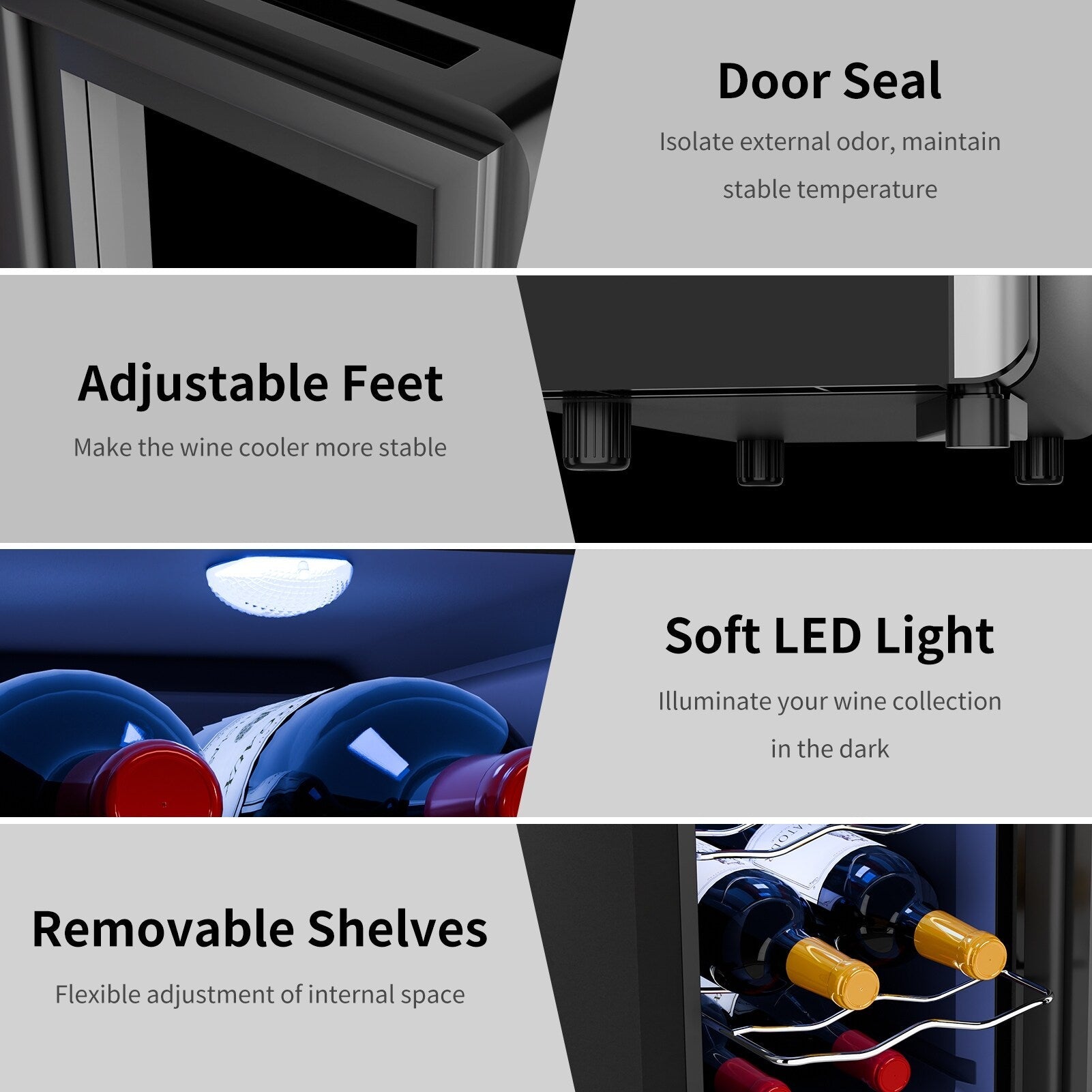 Weinkühlschrank für 6 Flaschen (8-19 °C), Mini-Getränkekühler für den Sommer, freistehend, mit Temperaturregelung
