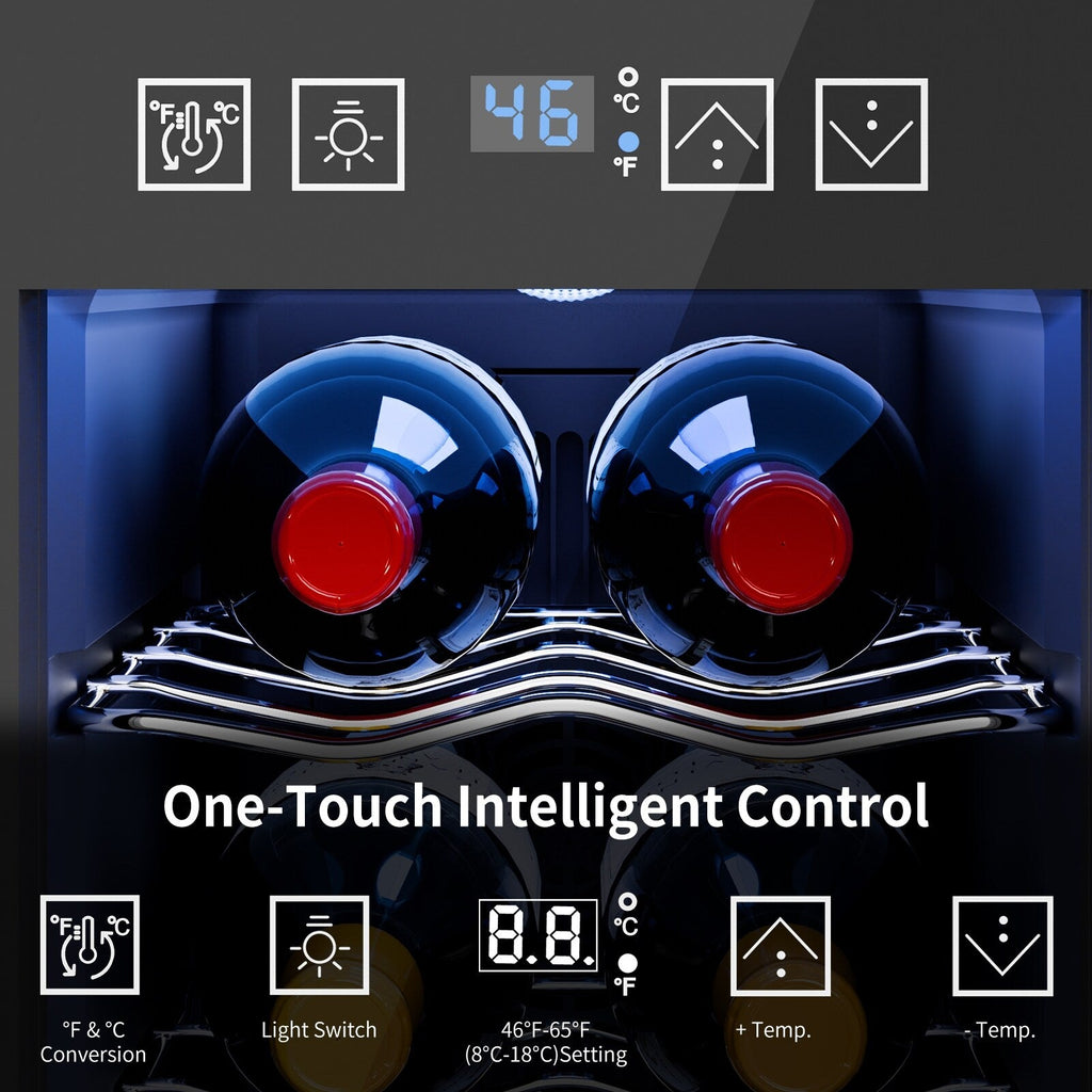 Weinkühlschrank für 6 Flaschen (8-19 °C), Mini-Getränkekühler für den Sommer, freistehend, mit Temperaturregelung