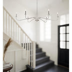 Minimalistischer Kronleuchter mit 6 Leuchten, 162,5 cm (64 Zoll), in Mattschwarz/Gold/Chrom – Nicht verfügbar