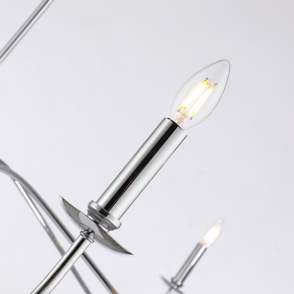 Minimalistischer Kronleuchter mit 6 Leuchten, 162,5 cm (64 Zoll), in Mattschwarz/Gold/Chrom – Nicht verfügbar