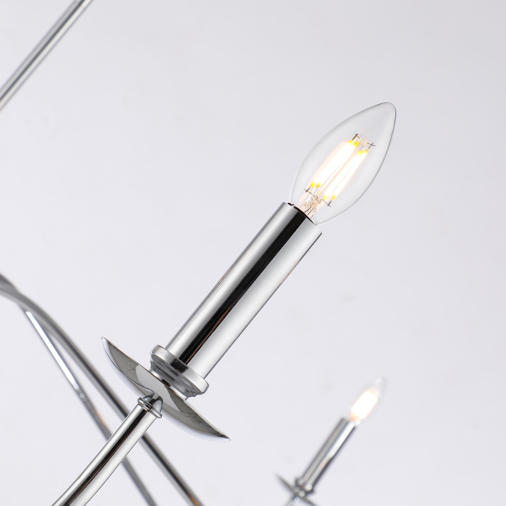 Minimalistischer Kronleuchter mit 6 Leuchten, 162,5 cm (64 Zoll), in Mattschwarz/Gold/Chrom – Nicht verfügbar