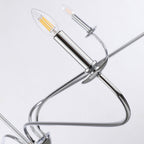 Minimalistischer Kronleuchter mit 6 Leuchten, 162,5 cm (64 Zoll), in Mattschwarz/Gold/Chrom – Nicht verfügbar