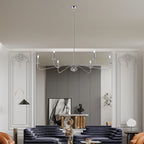 Minimalistischer Kronleuchter mit 6 Leuchten, 162,5 cm (64 Zoll), in Mattschwarz/Gold/Chrom – Nicht verfügbar