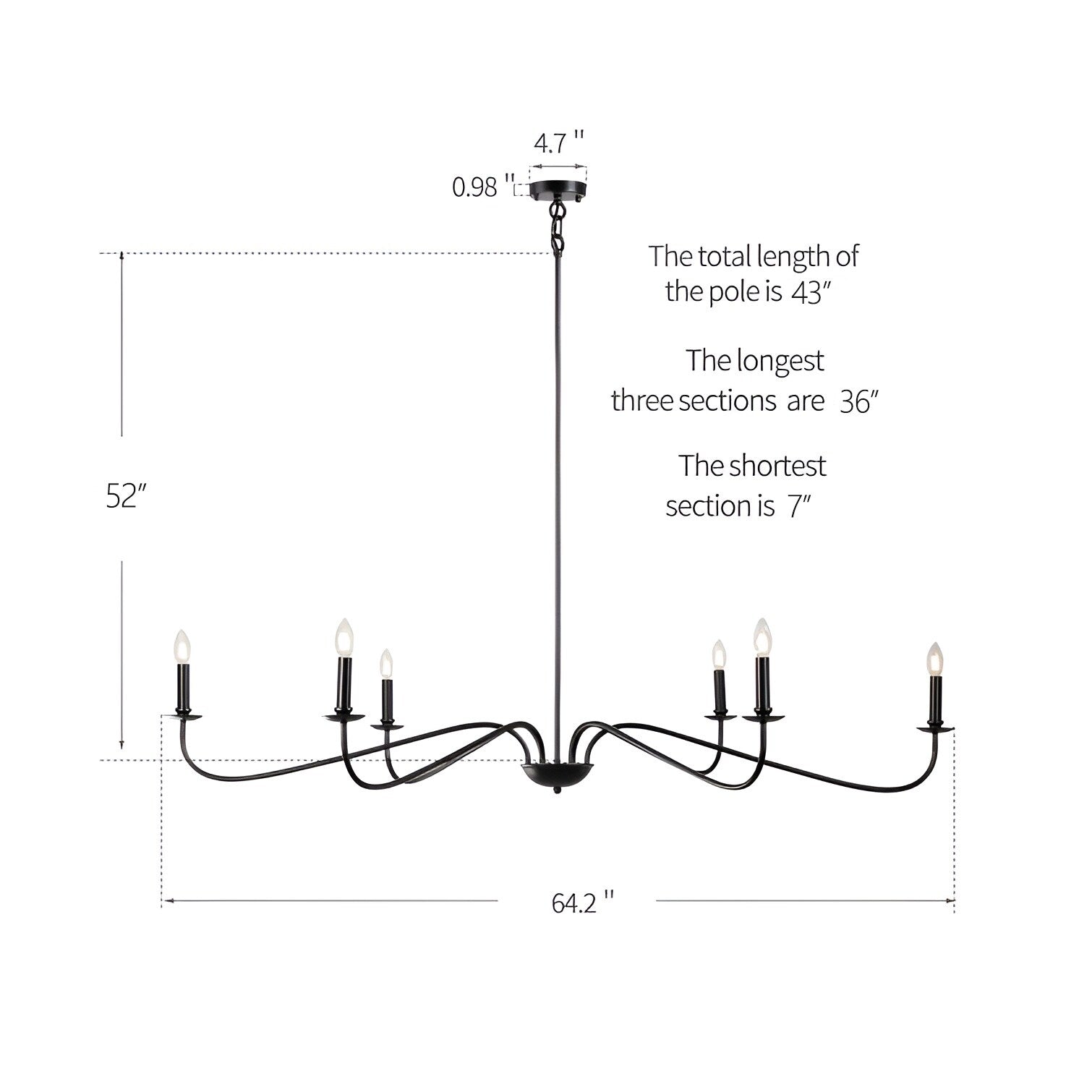 Klassischer französischer Mini-Kronleuchter mit sechs Leuchten und Kerzenbeleuchtung