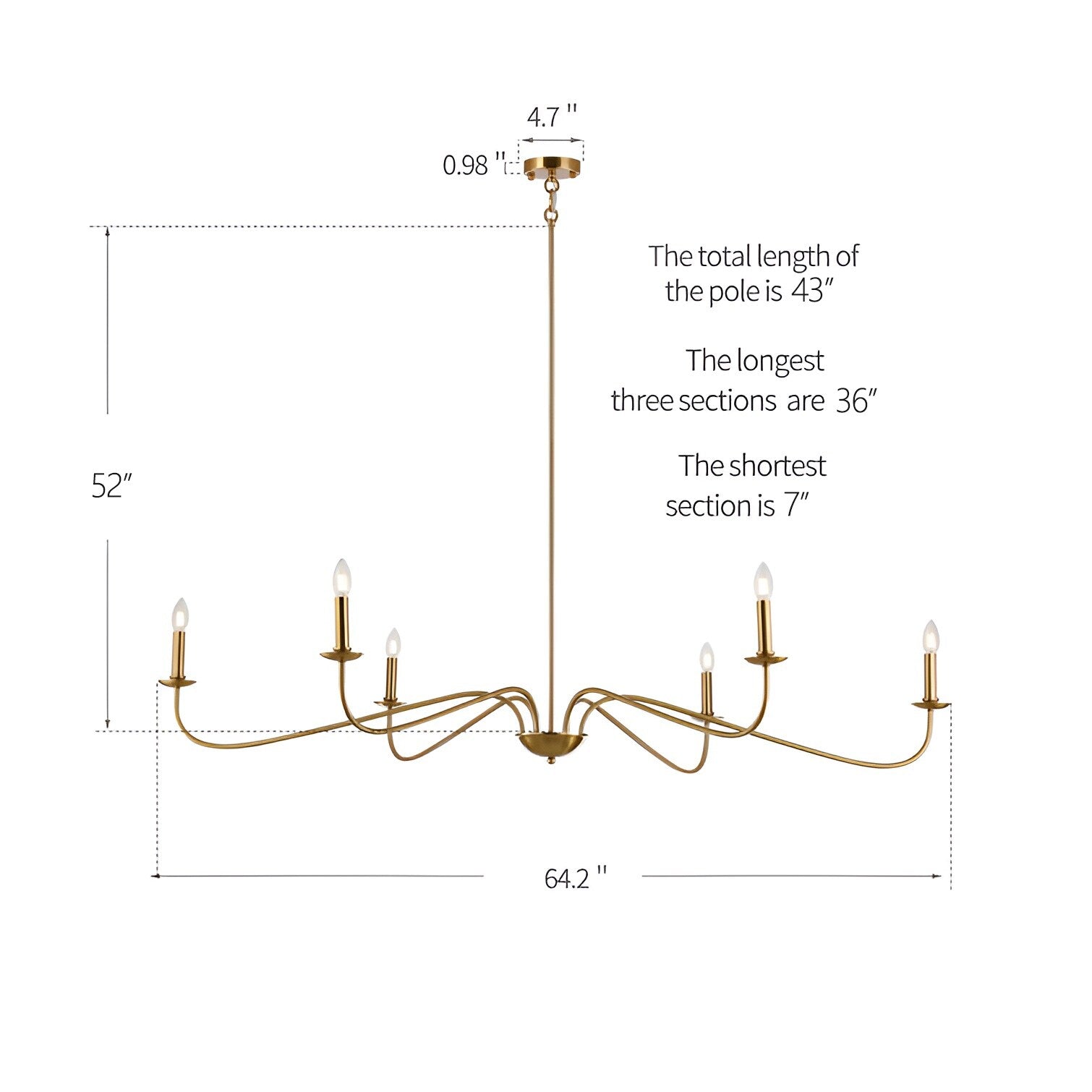 Klassischer französischer Mini-Kronleuchter mit sechs Leuchten und Kerzenbeleuchtung