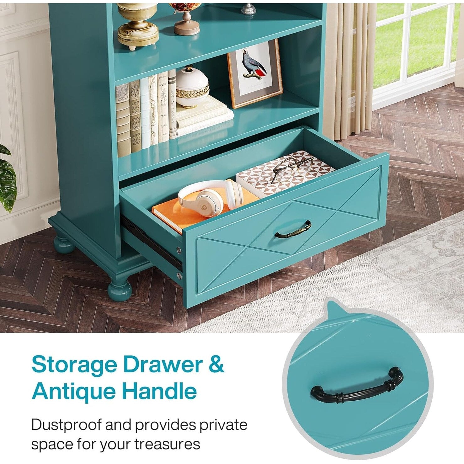 Bücherregal mit 6 Ablagen und Schublade, 71 Bücherregal für das Wohnzimmer