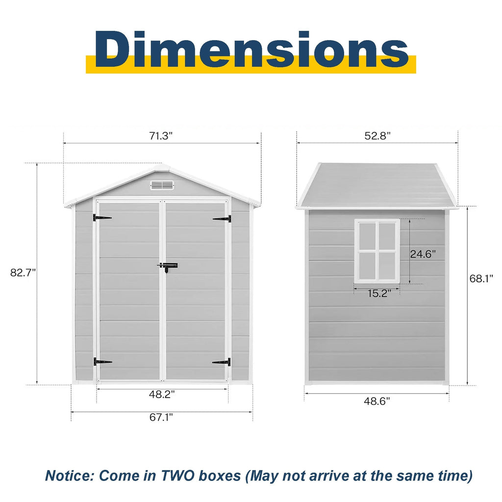 6 Fuß x 4 Fuß / 6 Fuß x 8 Fuß / 8 Fuß x 6 Fuß / 8 Fuß x 10 Fuß wetterfester Geräteschuppen aus Kunstharz mit Boden und Turm