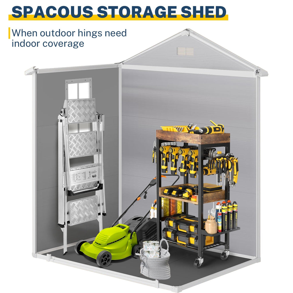 6 Fuß x 4 Fuß / 6 Fuß x 8 Fuß / 8 Fuß x 6 Fuß / 8 Fuß x 10 Fuß wetterfester Geräteschuppen aus Kunstharz mit Boden und Turm