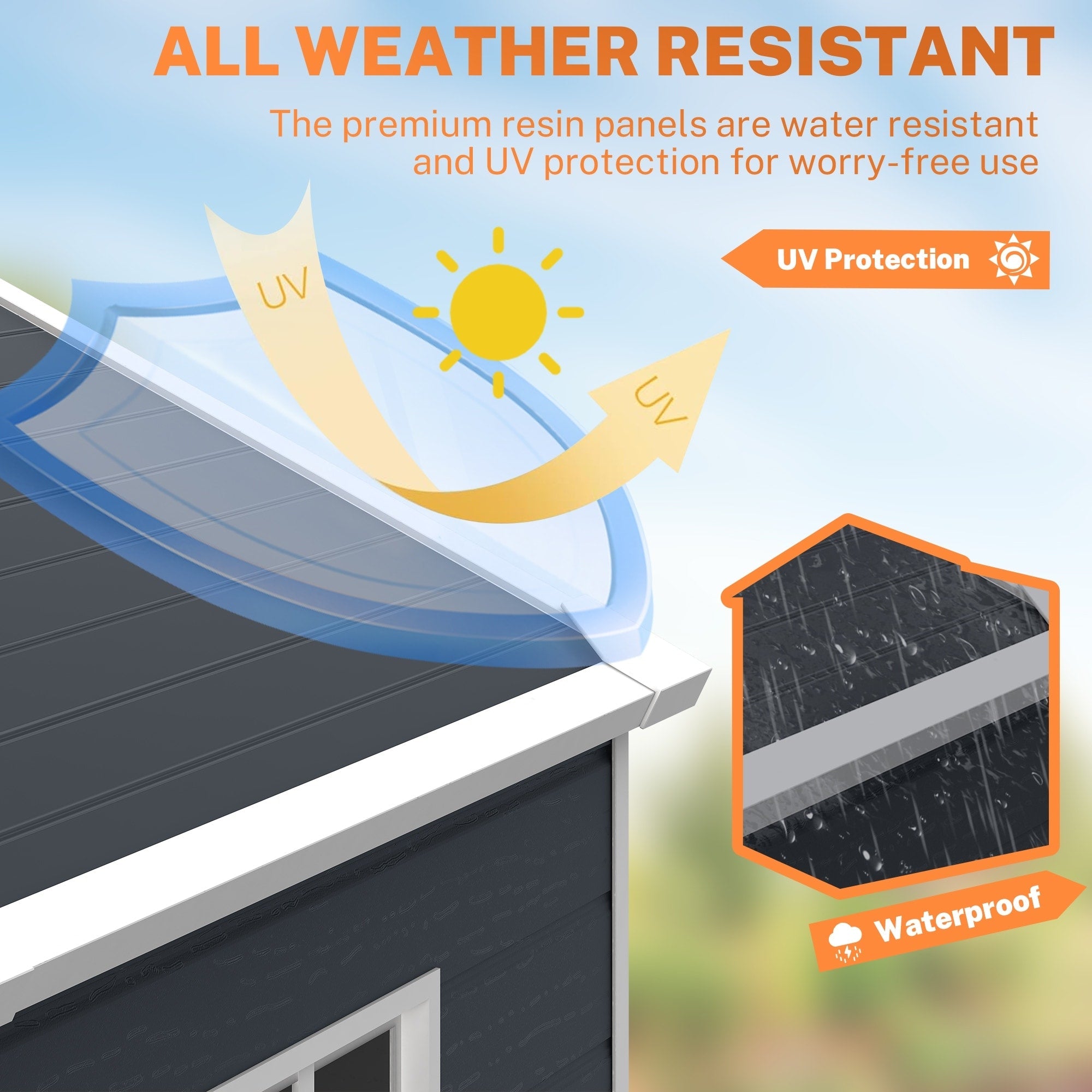 6 Fuß x 4 Fuß / 6 Fuß x 8 Fuß / 8 Fuß x 6 Fuß / 8 Fuß x 10 Fuß wetterfester Geräteschuppen aus Kunstharz mit Boden und Turm