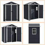 6 Fuß x 4 Fuß / 6 Fuß x 8 Fuß / 8 Fuß x 6 Fuß / 8 Fuß x 10 Fuß wetterfester Geräteschuppen aus Kunstharz mit Boden und Turm