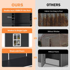 6 Fuß x 4 Fuß / 6 Fuß x 8 Fuß / 8 Fuß x 6 Fuß / 8 Fuß x 10 Fuß wetterfester Geräteschuppen aus Kunstharz mit Boden und Turm