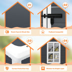 6 Fuß x 4 Fuß / 6 Fuß x 8 Fuß / 8 Fuß x 6 Fuß / 8 Fuß x 10 Fuß wetterfester Geräteschuppen aus Kunstharz mit Boden und Turm