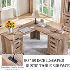 60 cm langer, L-förmiger Schreibtisch im Landhausstil, Eckschreibtisch aus Holz, Computertisch