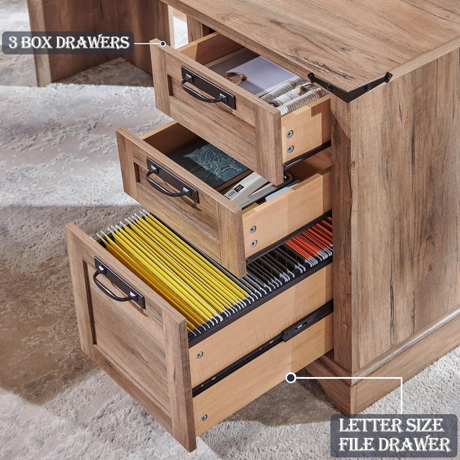 60 cm langer, L-förmiger Schreibtisch im Landhausstil, Eckschreibtisch aus Holz, Computertisch